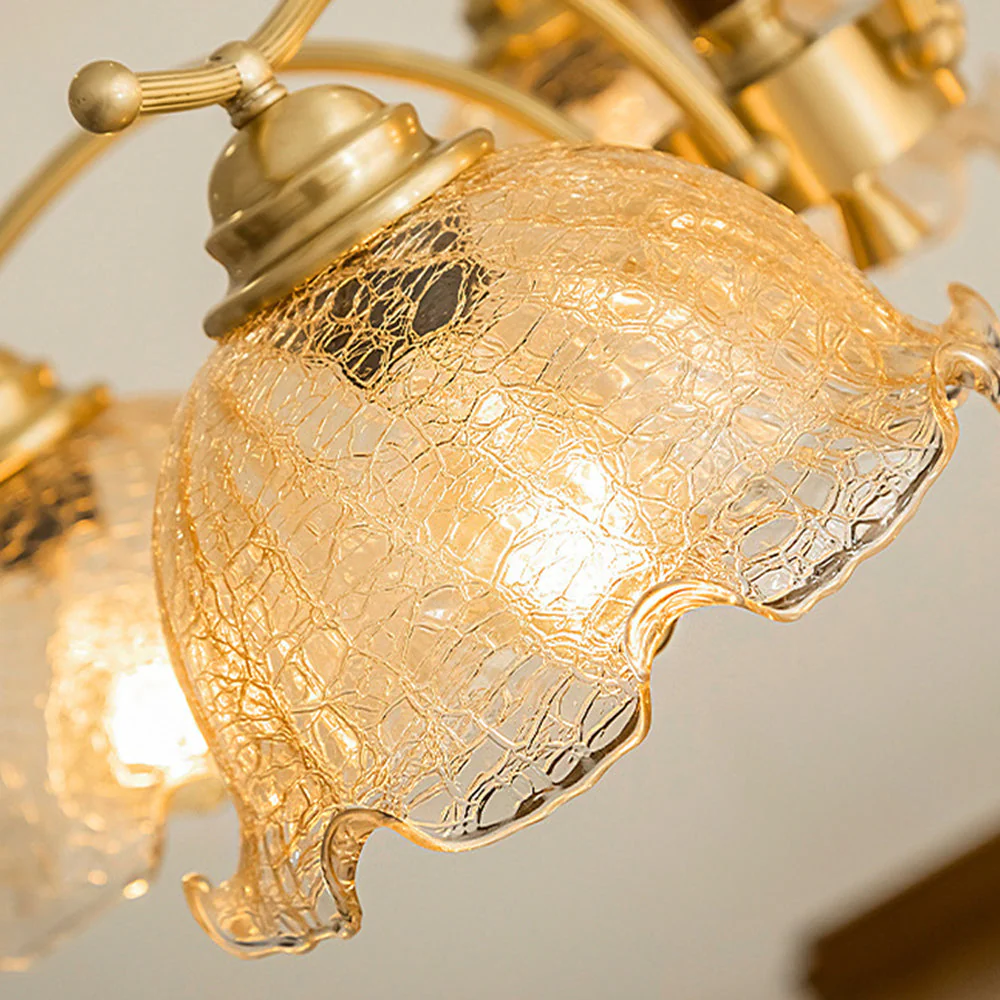 Mid Century Petals All Copper Log Glass Chandelier - Image 10