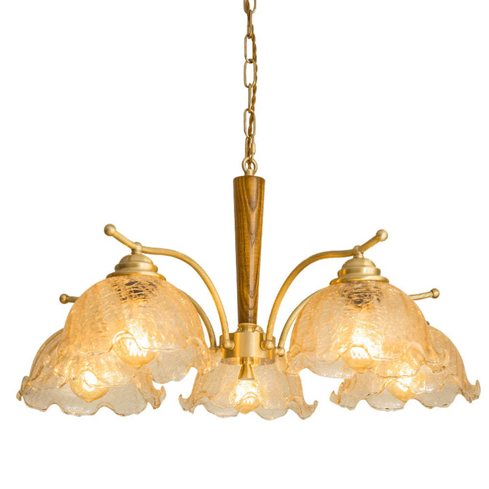 Mid Century Petals All Copper Log Glass Chandelier - Image 11