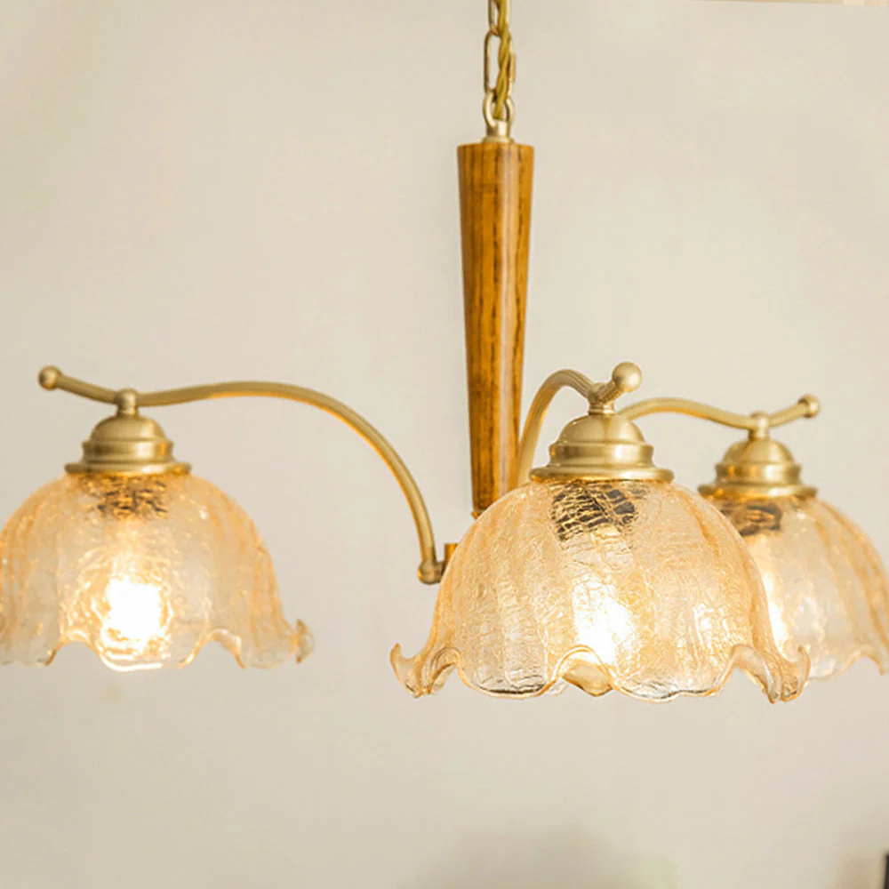 Mid Century Petals All Copper Log Glass Chandelier - Image 6