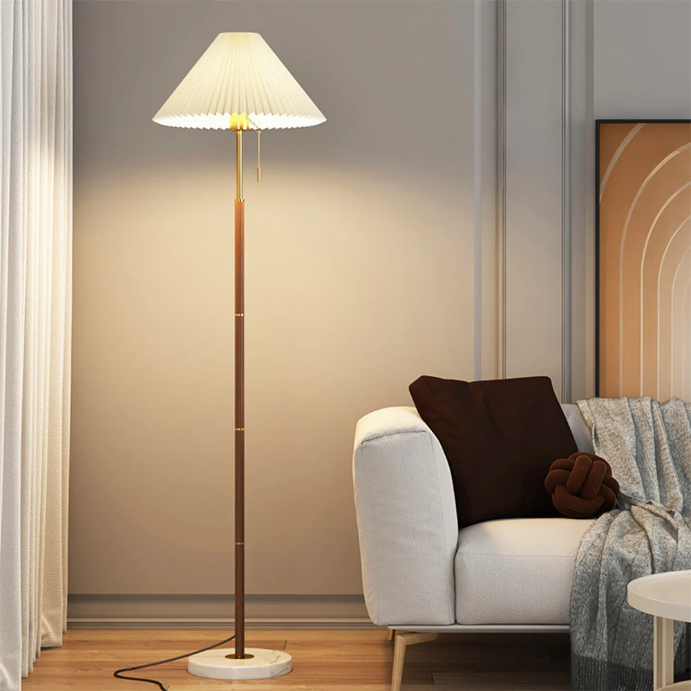 Vintage Pleated Metal Standing Lamp - Image 2