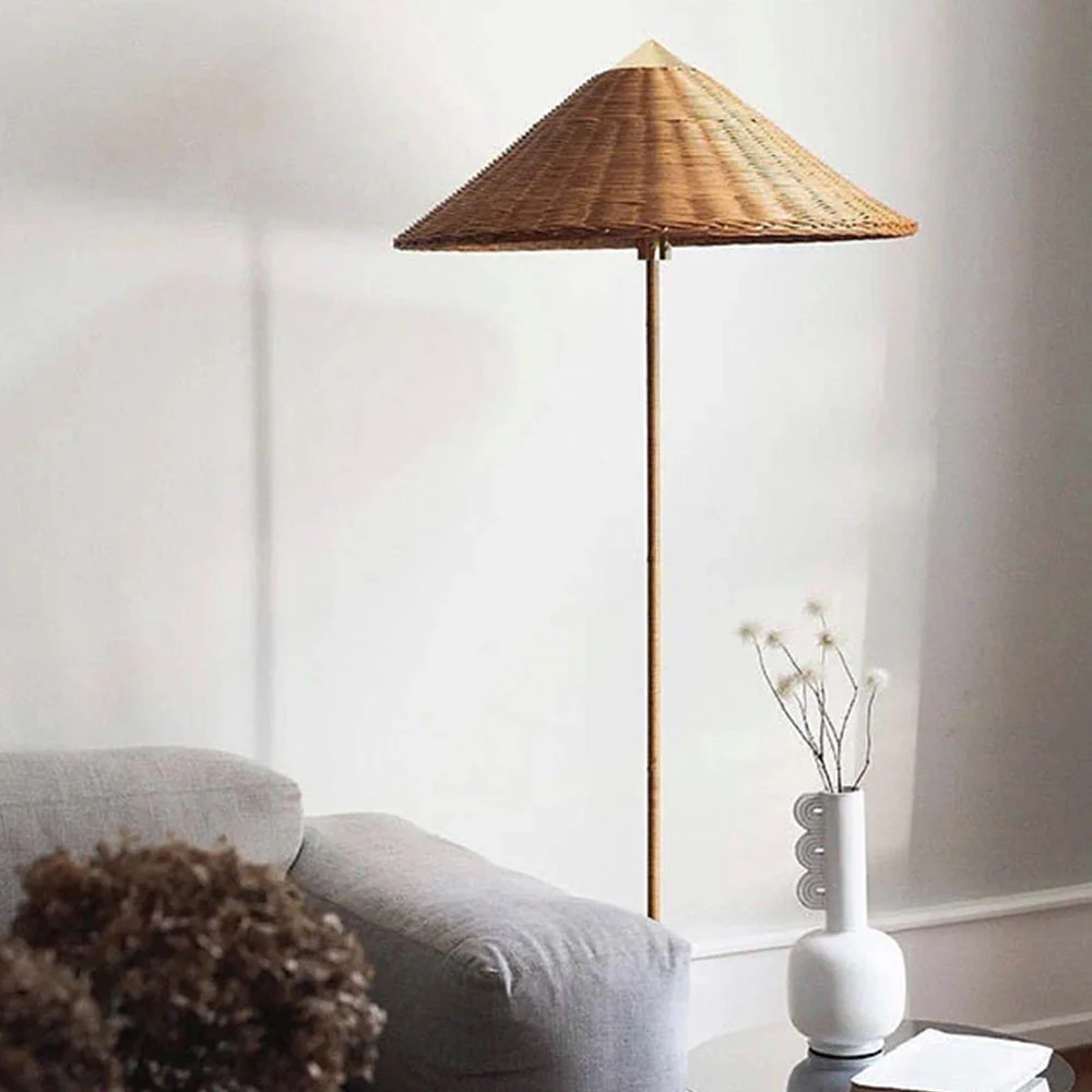 Vintage Rattan Tall Floor lamp For Reading - Image 5