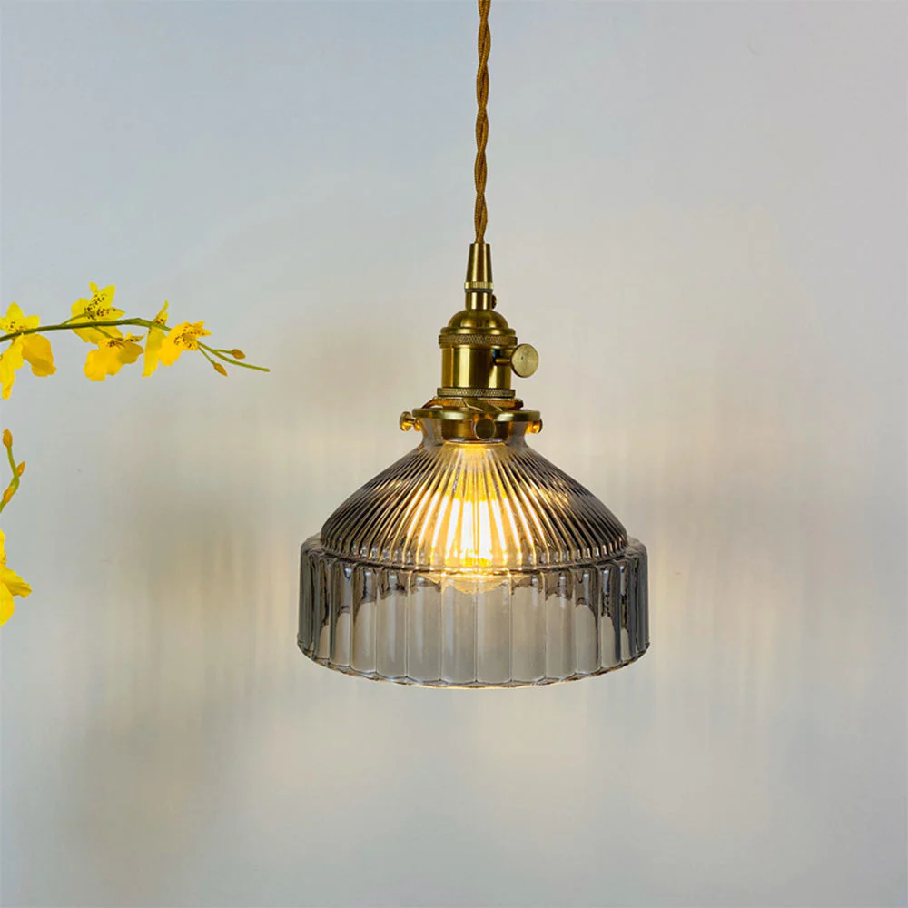 Vintage Retro Glass Shade Pendant Lamp - Image 3