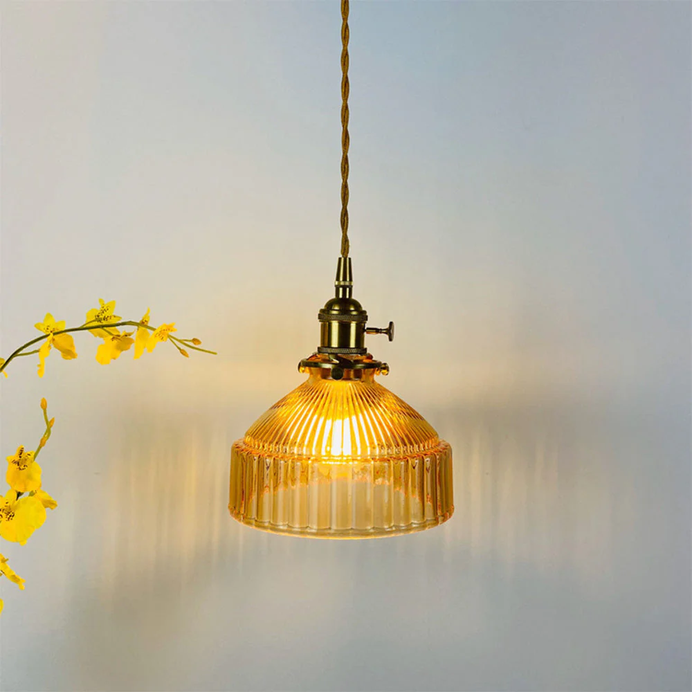 Vintage Retro Glass Shade Pendant Lamp - Image 4