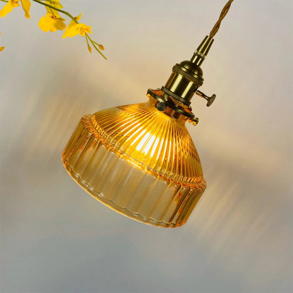 Vintage Retro Glass Shade Pendant Lamp - Image 5