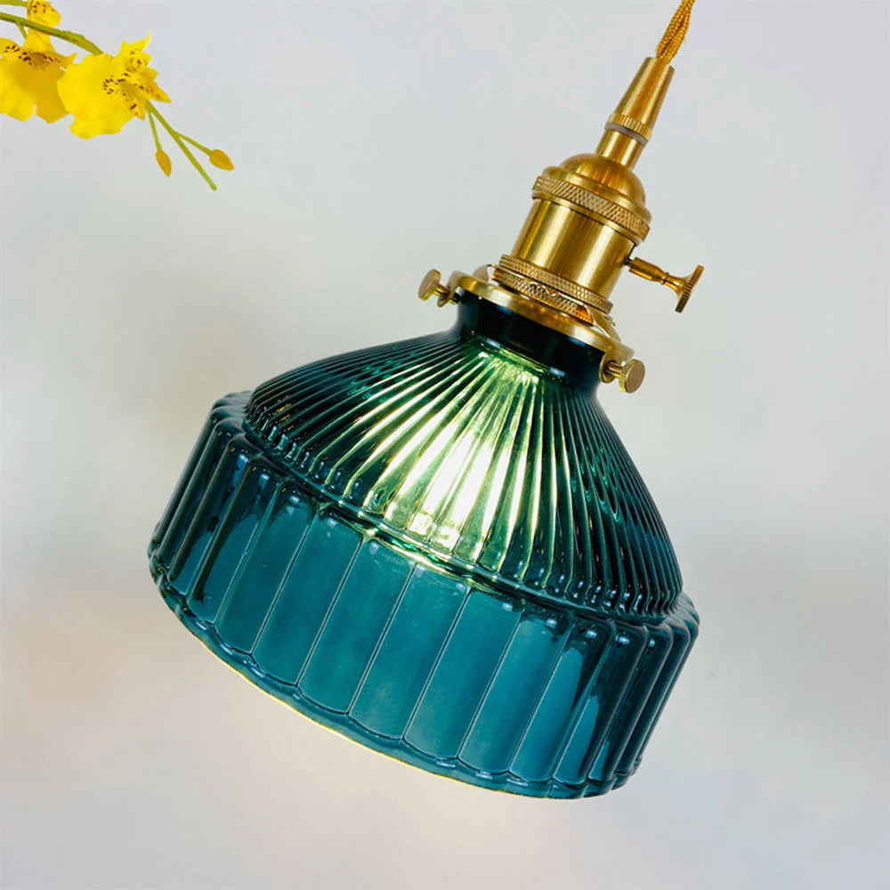 Vintage Retro Glass Shade Pendant Lamp - Image 8
