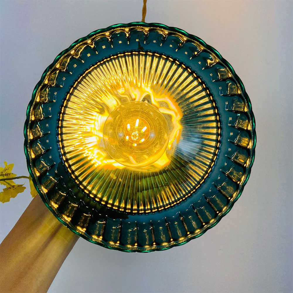 Vintage Retro Glass Shade Pendant Lamp - Image 9