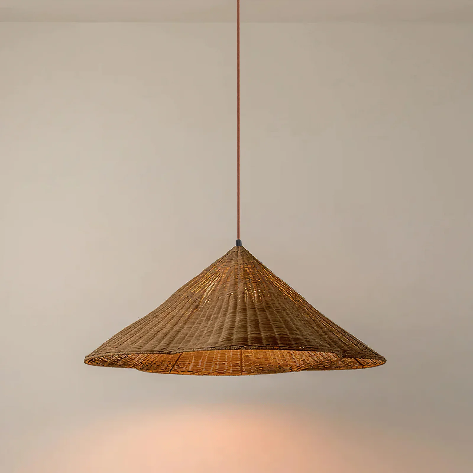Vintage Scalloped Flower Woven Rattan Pendant Light For Living Room - Image 8