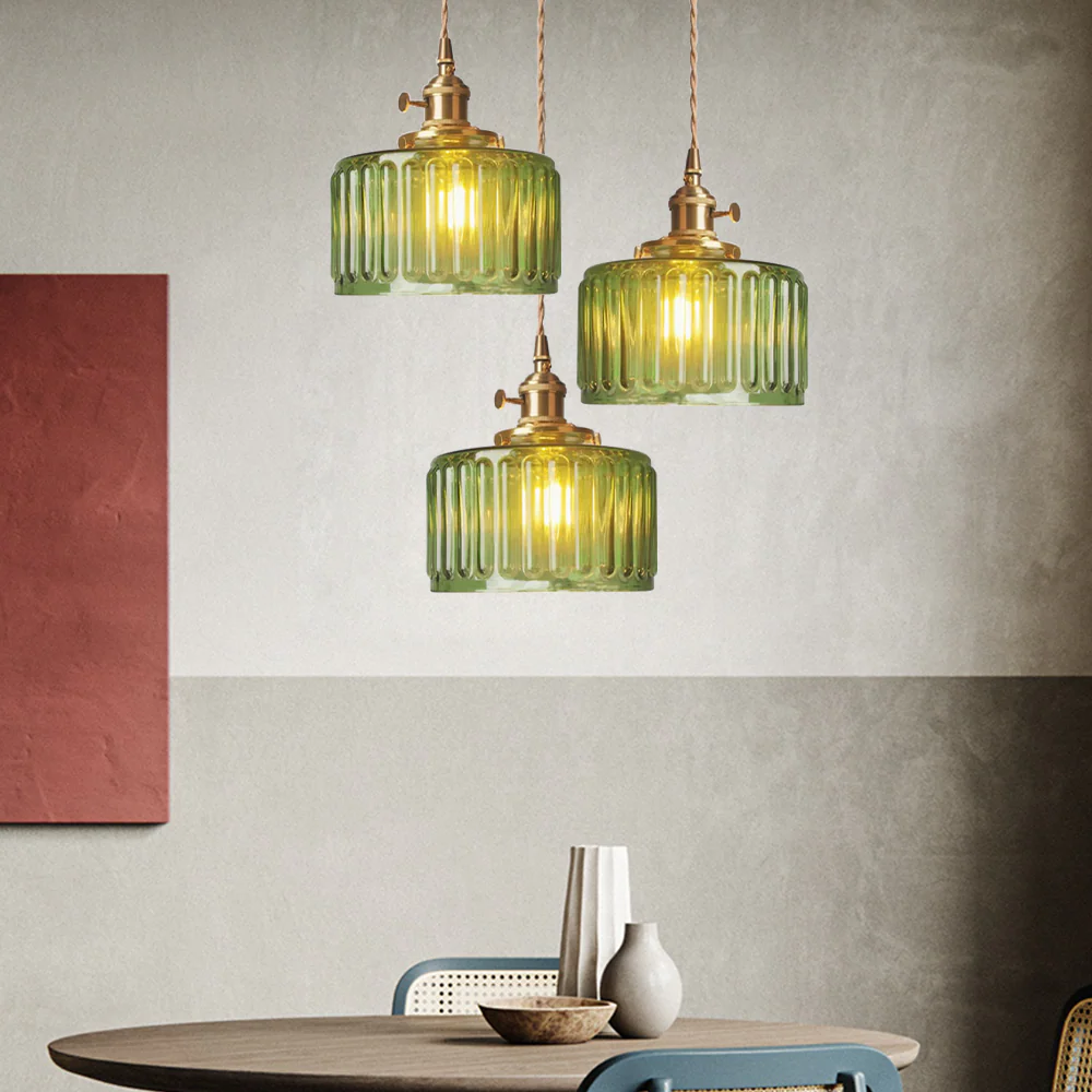 Vintage Stunning Cylinder Glass Pendant Light - Image 11