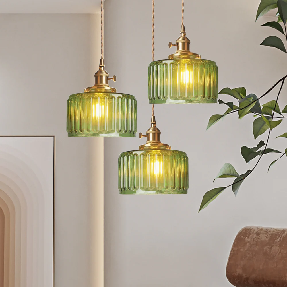 Vintage Stunning Cylinder Glass Pendant Light - Image 12