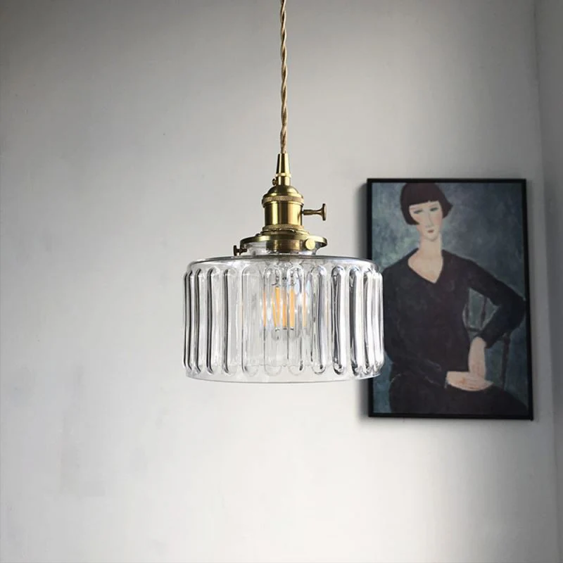 Vintage Stunning Cylinder Glass Pendant Light - Image 21