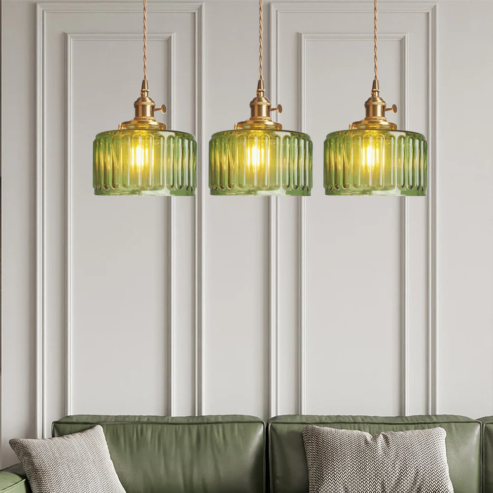 Vintage Stunning Cylinder Glass Pendant Light - Image 7