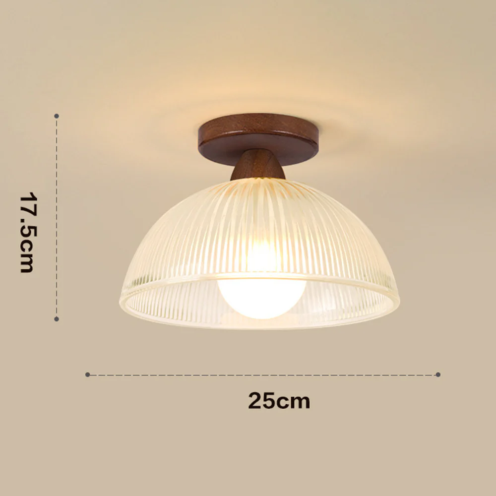 Vintage Solid Wood Glass Ceiling Lamp - Image 10