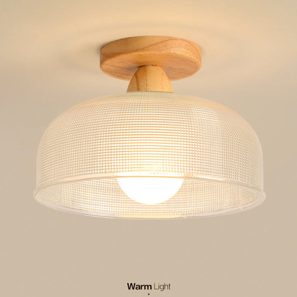 Vintage Solid Wood Glass Ceiling Lamp - Image 6
