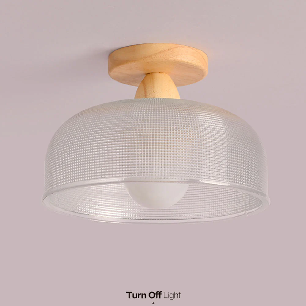 Vintage Solid Wood Glass Ceiling Lamp - Image 8