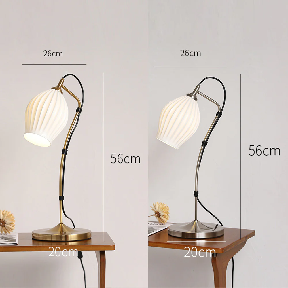 Vintage White Ceramic Ribbed Table Lamp - Image 8
