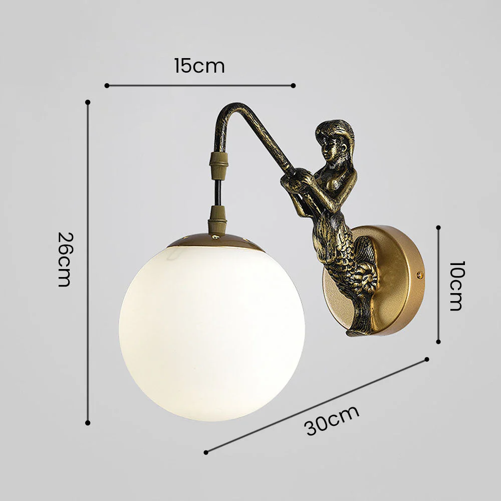 Vintage White Glass Ball Wall Light - Image 3