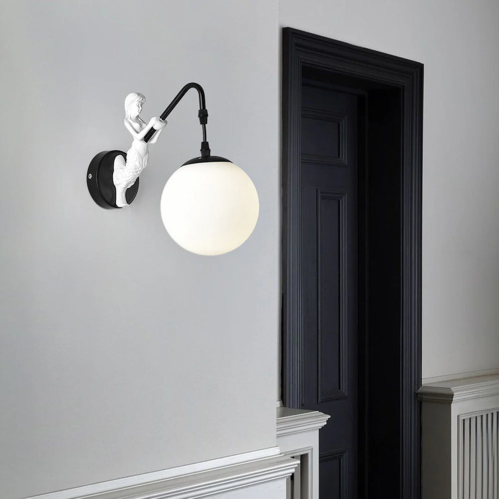 Vintage White Glass Ball Wall Light - Image 4