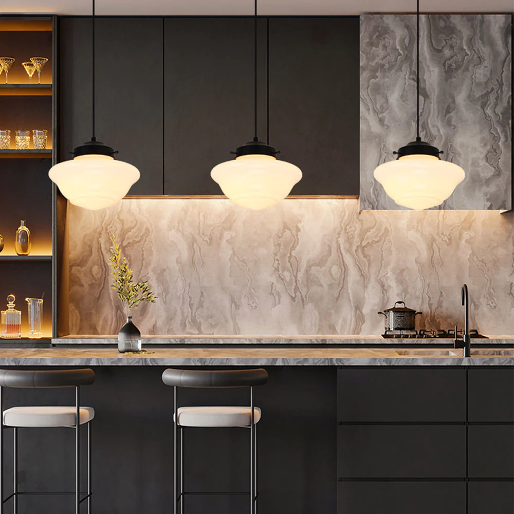 Retro Milk White Glass Geometric Jar Pendant Light - Image 12