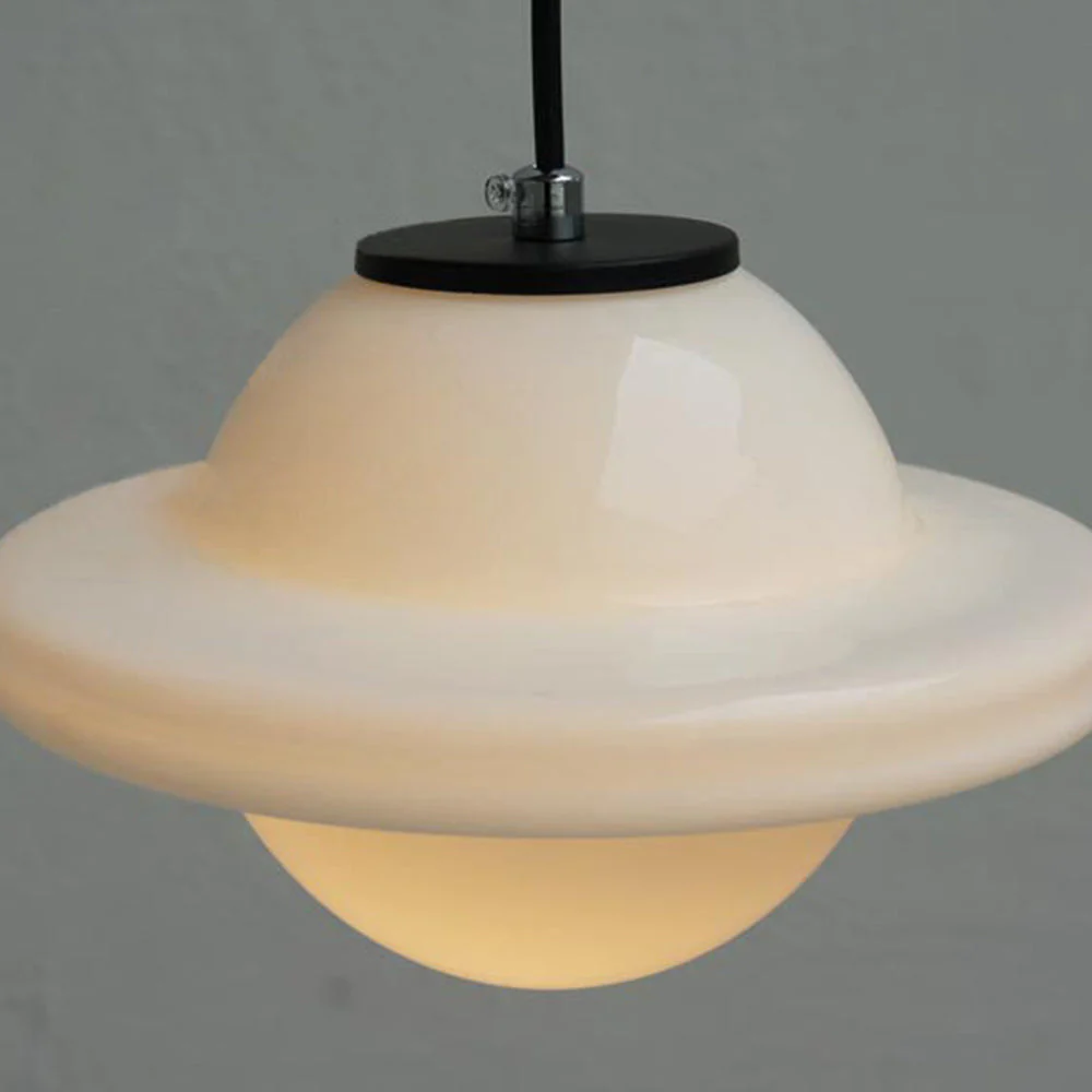 Retro Milk White Glass Geometric Jar Pendant Light - Image 13