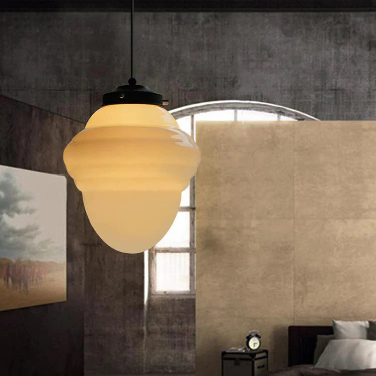 Retro Milk White Glass Geometric Jar Pendant Light - Image 14