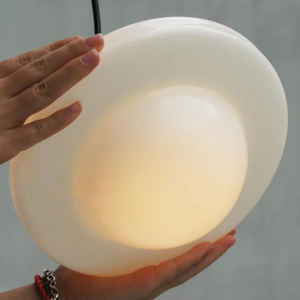 Retro Milk White Glass Geometric Jar Pendant Light - Image 15