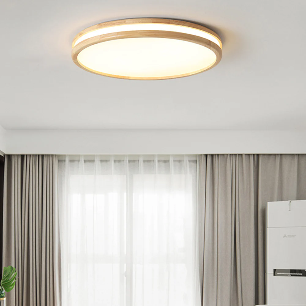 Vintage Wood Round LED Ceiling Light - Image 3