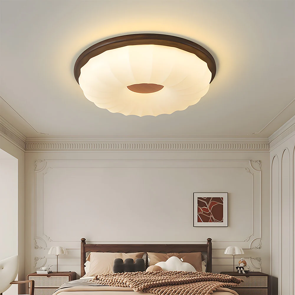 Walnut Color Simple LED Bedroom Ceiling Light - Image 12