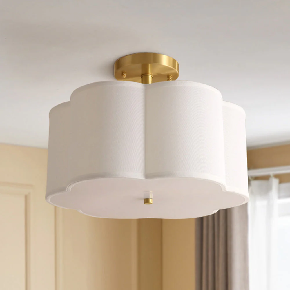 Simple White Flower Semi Flush Ceiling Light For Bedroom - Image 3