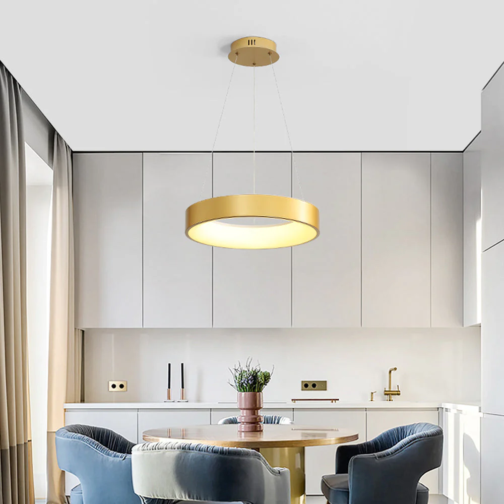 White LED Ribbed Hoop Pendant Ceiling Lights - Image 3