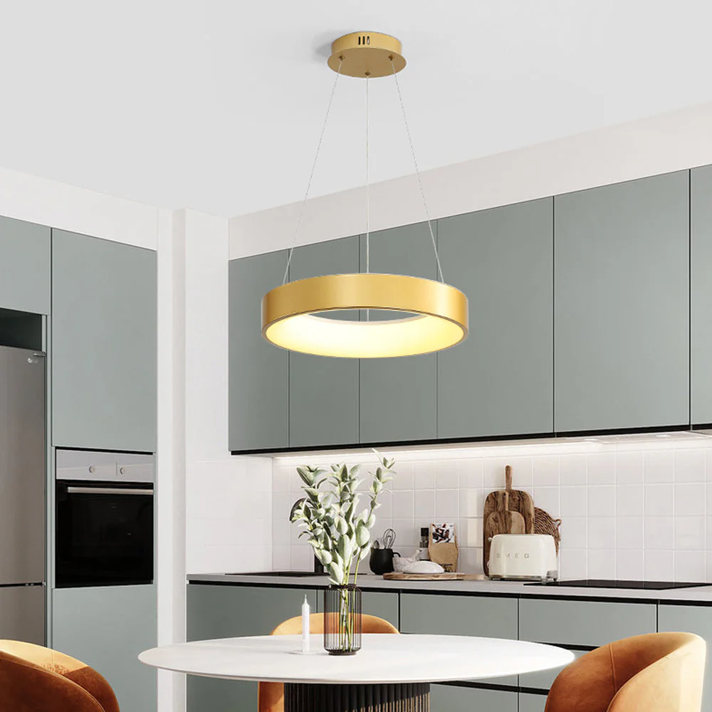 White LED Ribbed Hoop Pendant Ceiling Lights - Image 5