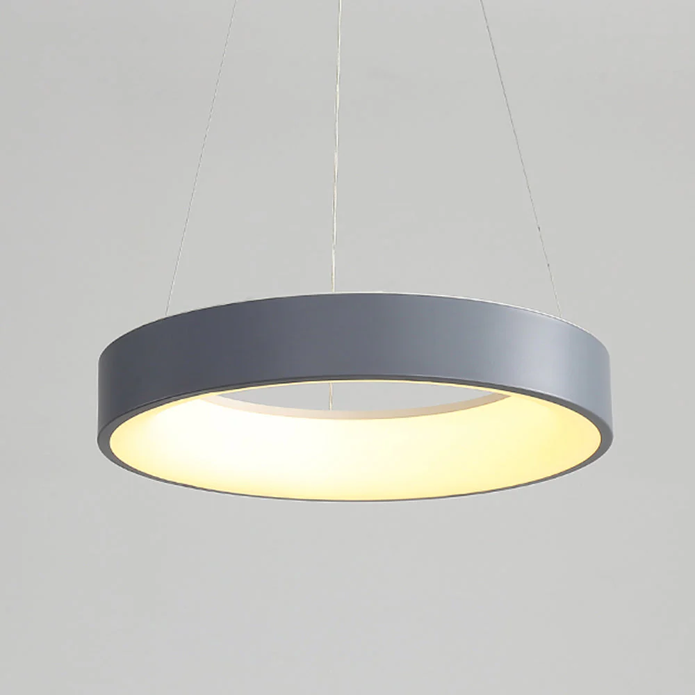 White LED Ribbed Hoop Pendant Ceiling Lights - Image 6