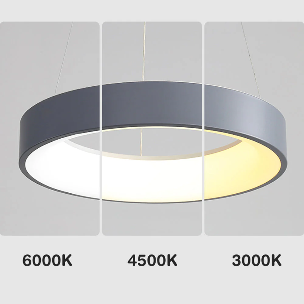 White LED Ribbed Hoop Pendant Ceiling Lights - Image 9