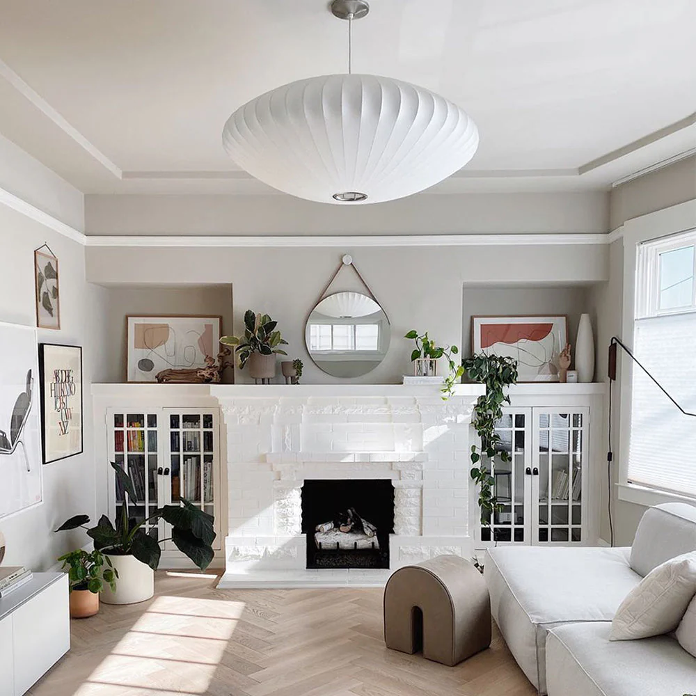 Nordic White Lantern Saucer Pendant Light For Living Room - Image 10