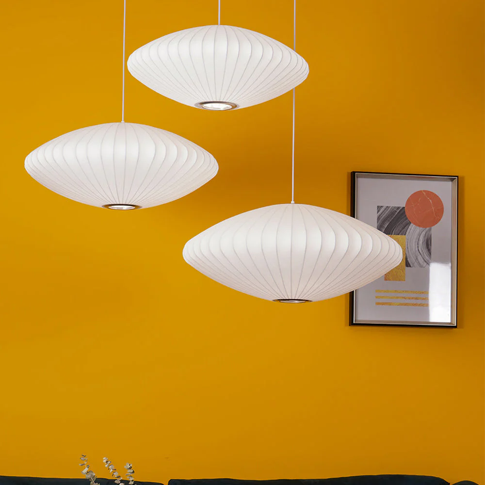 Nordic White Lantern Saucer Pendant Light For Living Room - Image 13