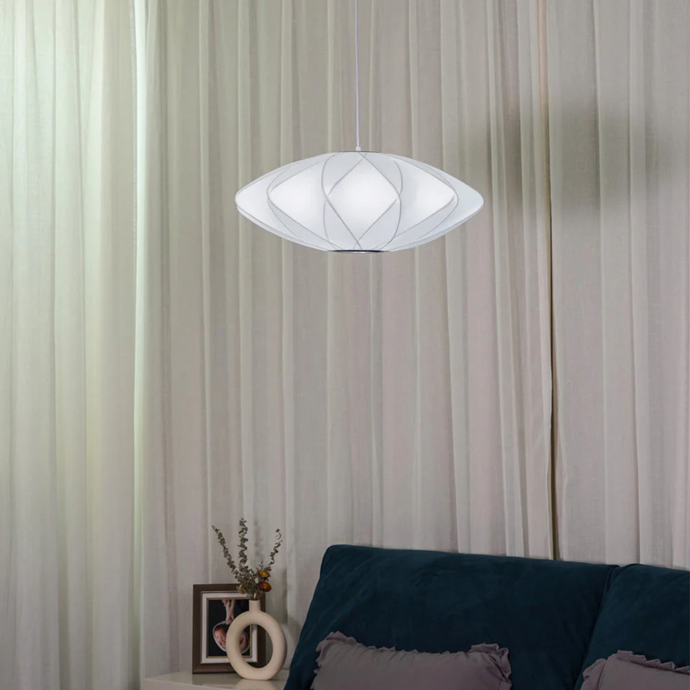 Nordic White Lantern Saucer Pendant Light For Living Room - Image 14