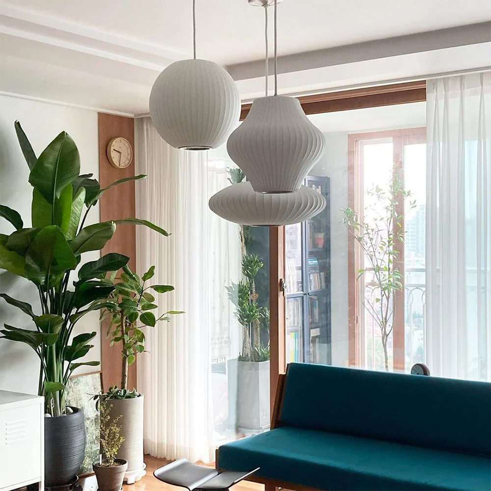 Nordic White Lantern Saucer Pendant Light For Living Room - Image 21