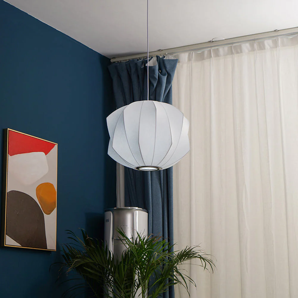 Nordic White Lantern Saucer Pendant Light For Living Room - Image 23