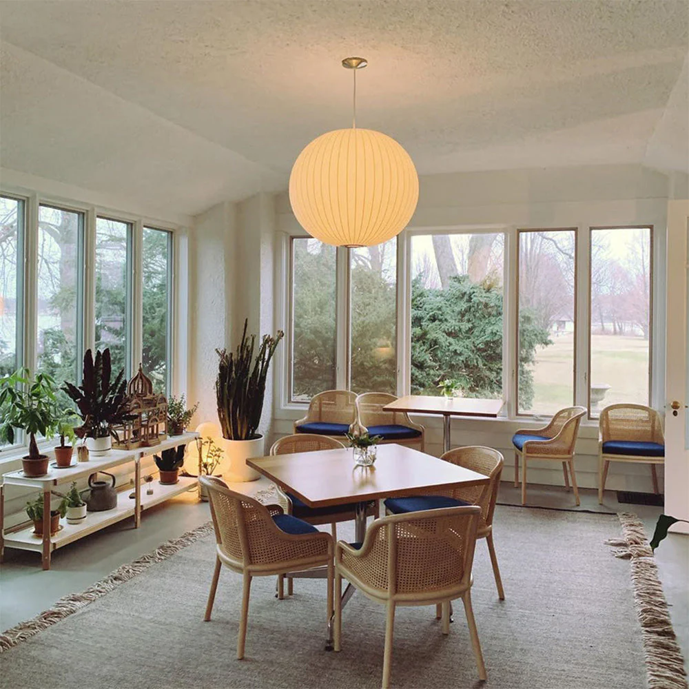 Nordic White Lantern Saucer Pendant Light For Living Room - Image 27