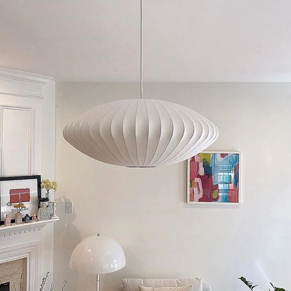 Nordic White Lantern Saucer Pendant Light For Living Room - Image 5