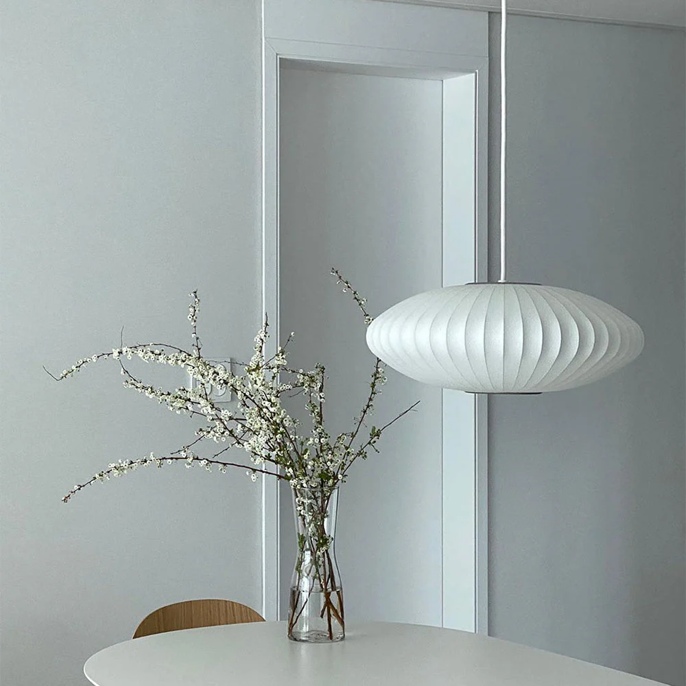 Nordic White Lantern Saucer Pendant Light For Living Room - Image 6