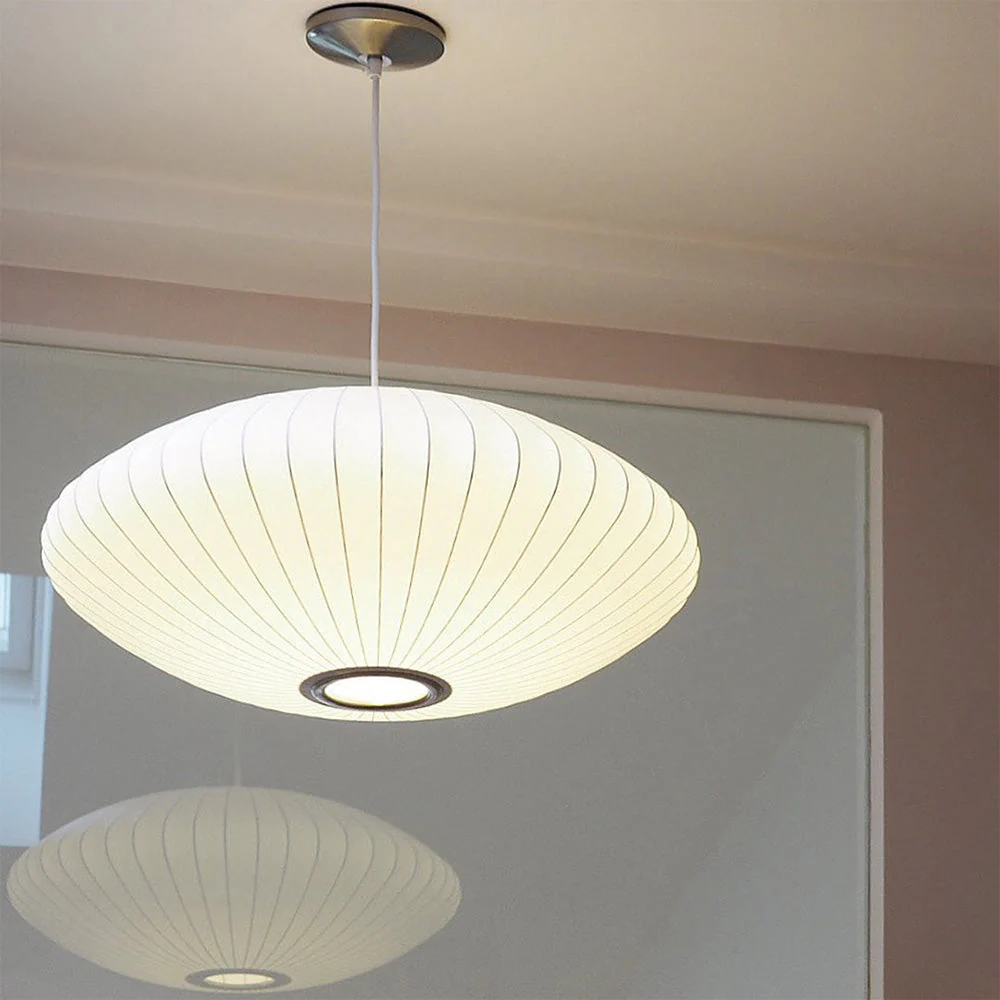 Nordic White Lantern Saucer Pendant Light For Living Room - Image 8