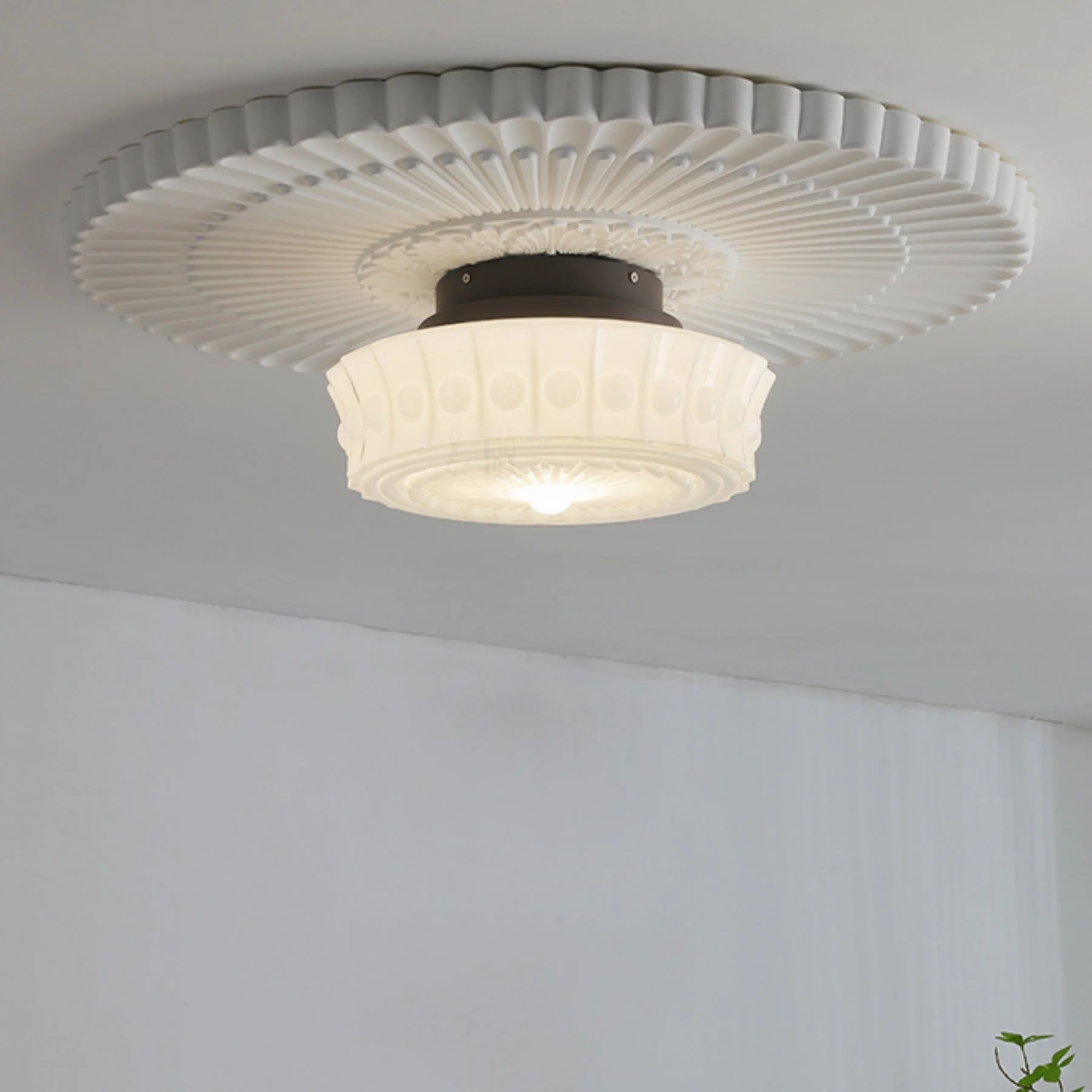 White Vintage Round Pendant Light - Image 10