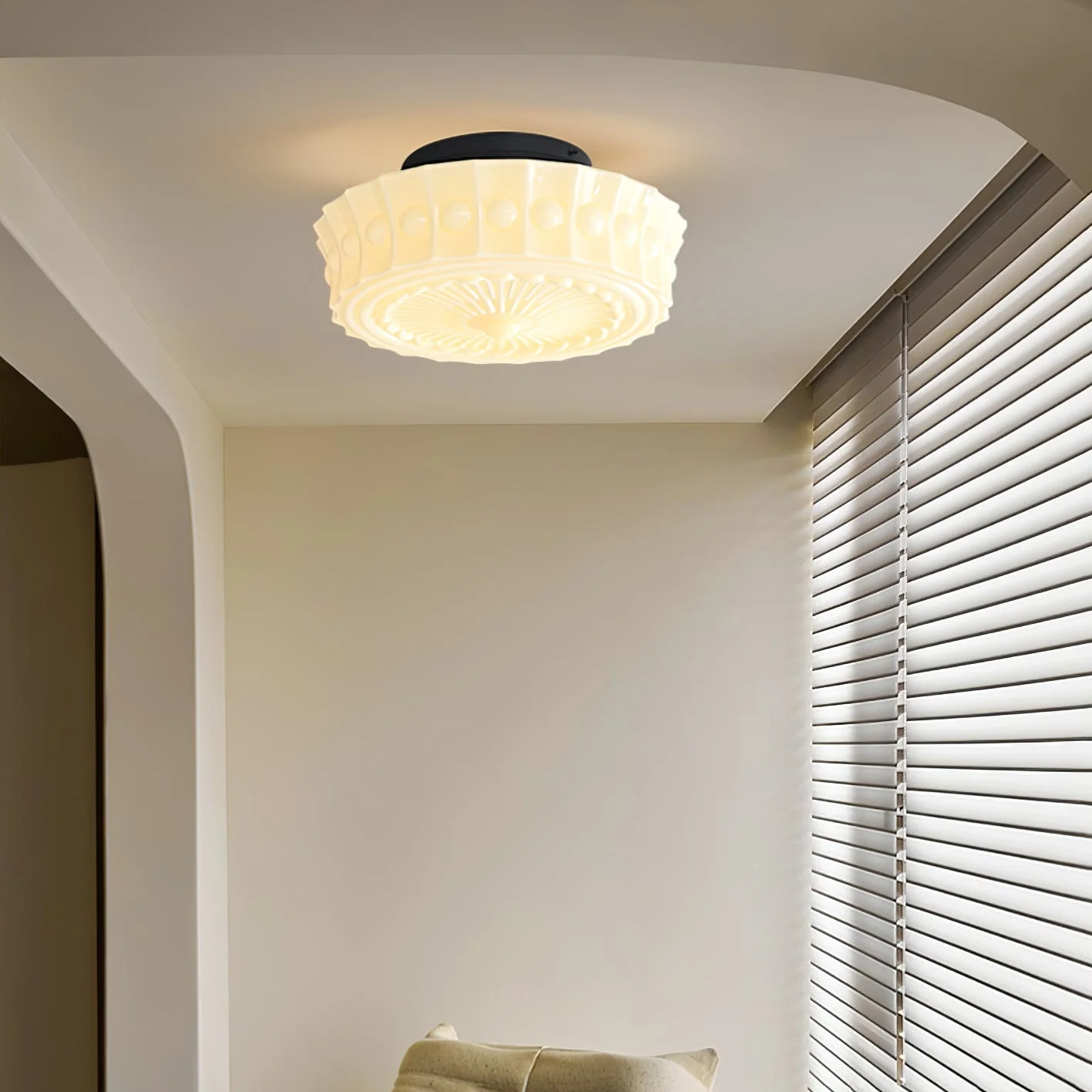 White Vintage Round Pendant Light - Image 14