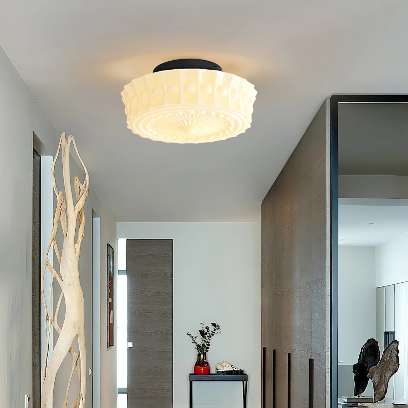 White Vintage Round Pendant Light - Image 16