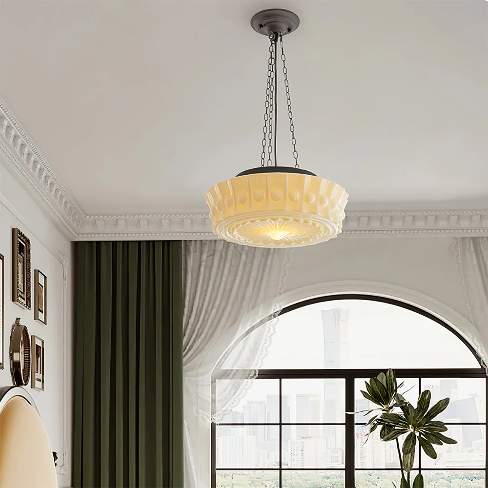 White Vintage Round Pendant Light - Image 20