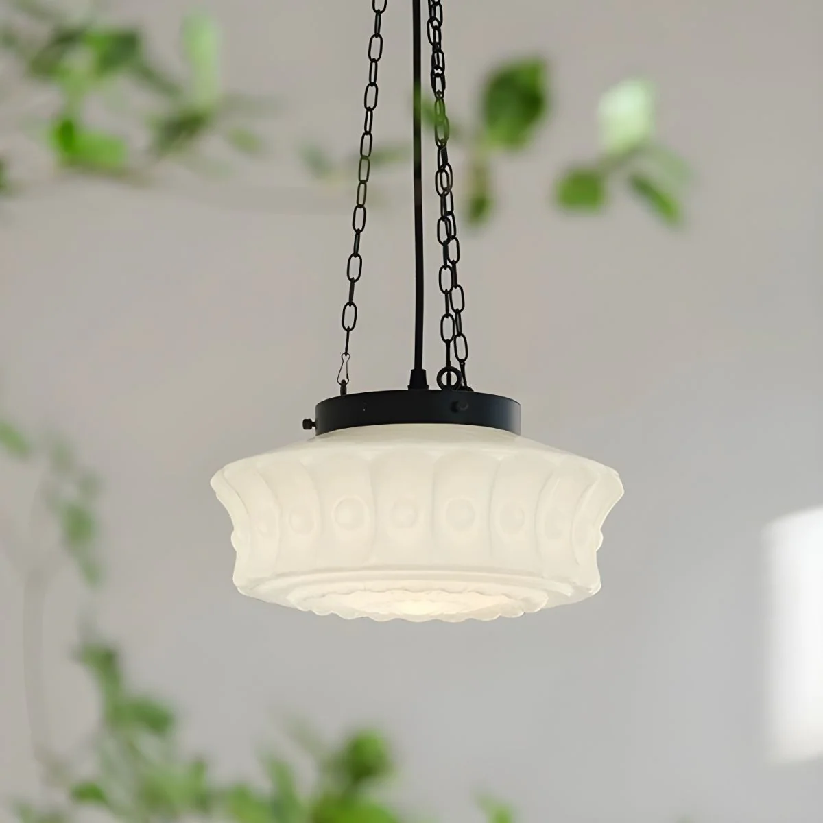White Vintage Round Pendant Light - Image 3