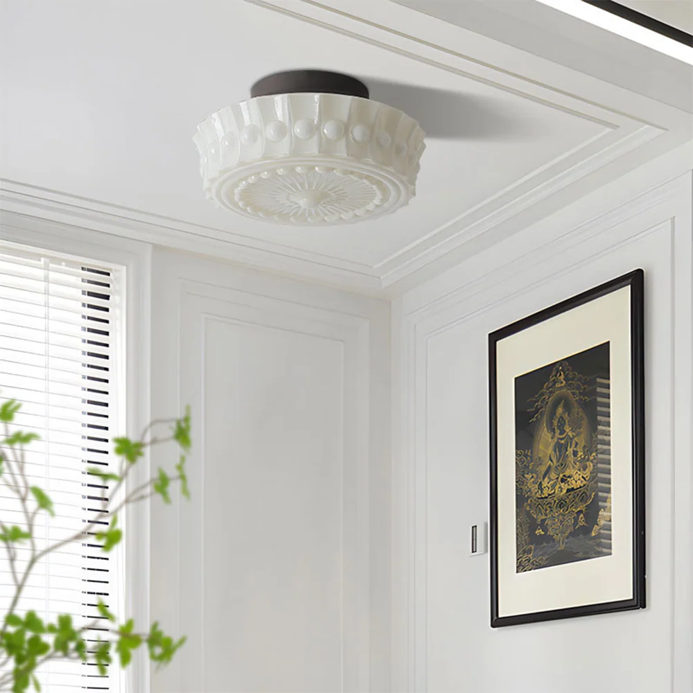 White Vintage Round Pendant Light - Image 6
