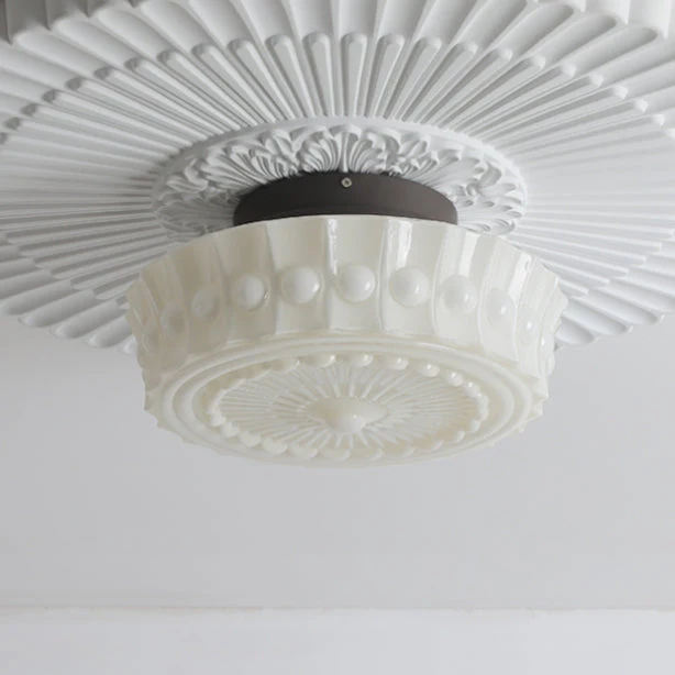 White Vintage Round Pendant Light - Image 7